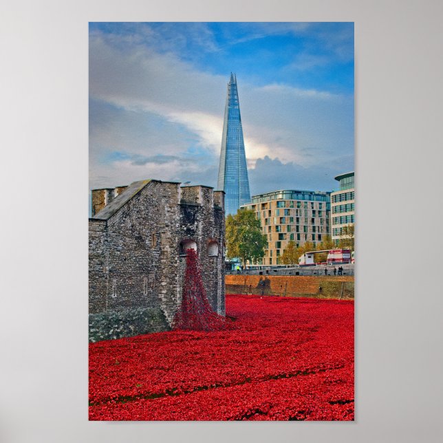 Póster Torre de Londres Red Poppies Inglaterra Reino Unid (Frente)