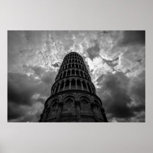 Póster Torre de Pisa Europa de Pisa de inclinación blanca