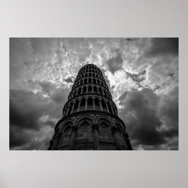 Póster Torre de Pisa Europa de Pisa de inclinación blanca (Frente)