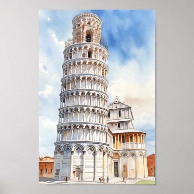 Póster Torre de Pisa Italia Famoso lugar de viaje (Frente)