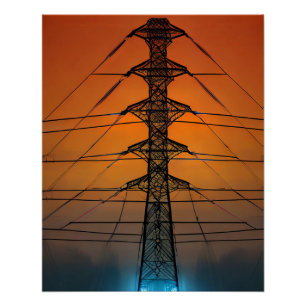 Póster Torre de puesta de sol