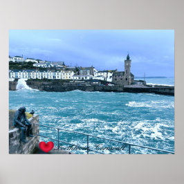 Póster Torre De Reloj Porthleven + Esperando Escultura De
