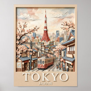 Póster Torre de Tokio Paisaje Urbano Japonés Sakura Viaje