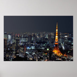 Póster Torre de Tokio por noche