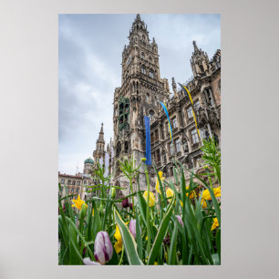 Póster Torre del Ayuntamiento de Múnich, Alemania