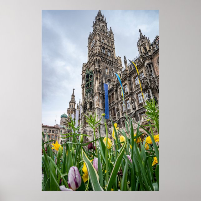 Póster Torre del Ayuntamiento de Múnich, Alemania (Frente)