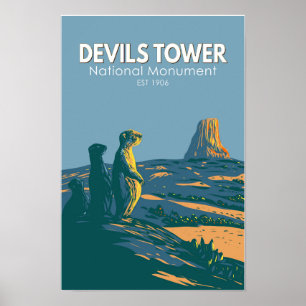 Póster Torre del Diablo Monumento Nacional Perro de la Pr