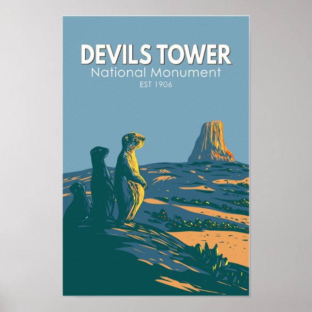 Póster Torre del Diablo Monumento Nacional Perro de la Pr (Frente)