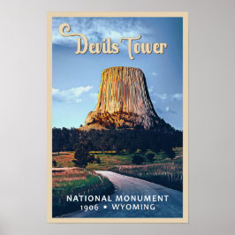 Póster Torre del Diablo Monumento Nacional Wyoming Acuare