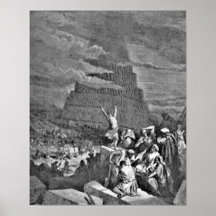 Póster Torre del ilustracion de Gustavo Dore de la biblia