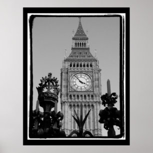 Póster Torre del reloj "Big Ben" en el palacio de Westmin