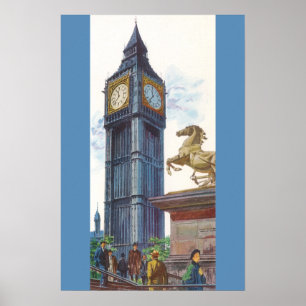 Póster Torre del reloj Big Ben en el Palacio de Westminst