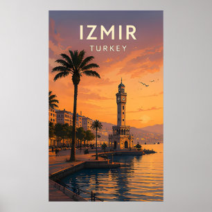Póster 🌅 Torre del Reloj de Esmirna Turquía y vistas al 