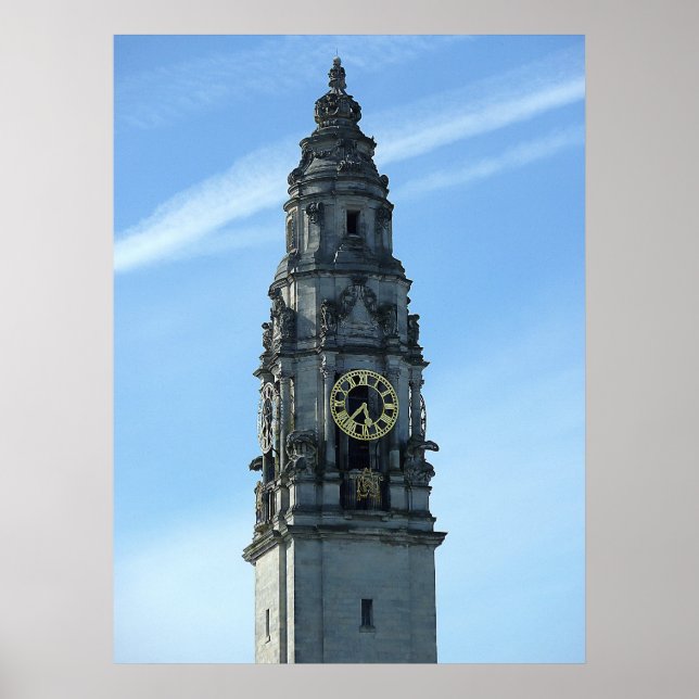 Póster Torre del Reloj Municipal, Cardiff (Frente)
