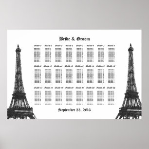 Póster Torre Eiffel 24 Tabla de asientos grandes