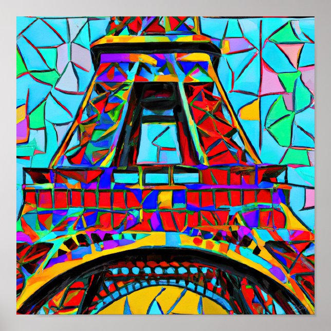 Póster Torre Eiffel al estilo de Robert Delaunay. (Frente)