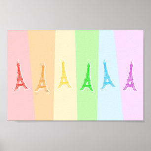 Póster Torre Eiffel Arcoiris