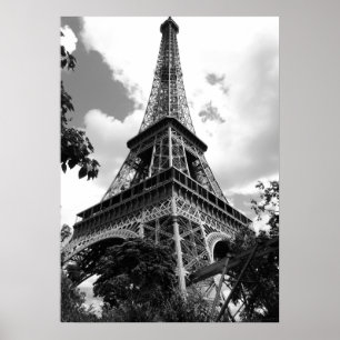 Póster Torre Eiffel Blanca Negra en París
