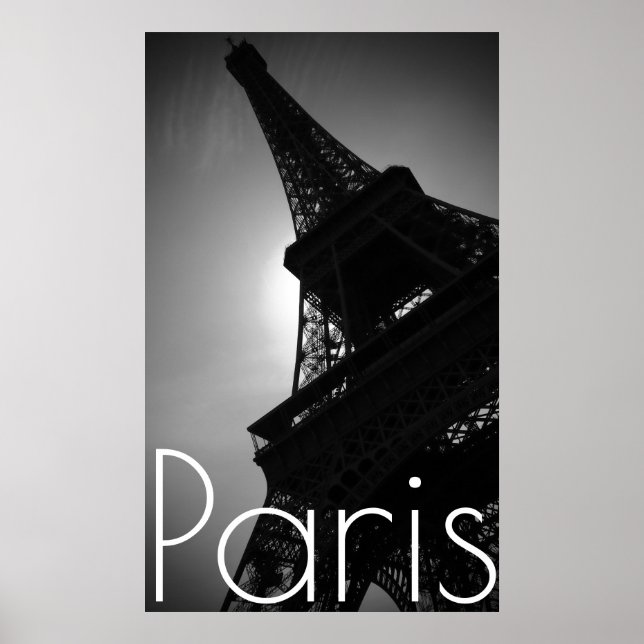 Póster Torre Eiffel Blanca Negra en París (Frente)
