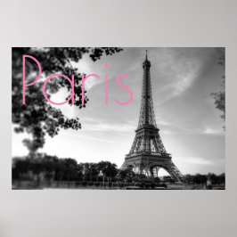 Póster Torre Eiffel Blanca Negra París Romántica Ciudad d