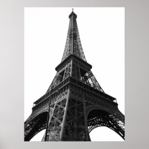 Póster Torre Eiffel Blanca y Negra Viaje Europeo de París