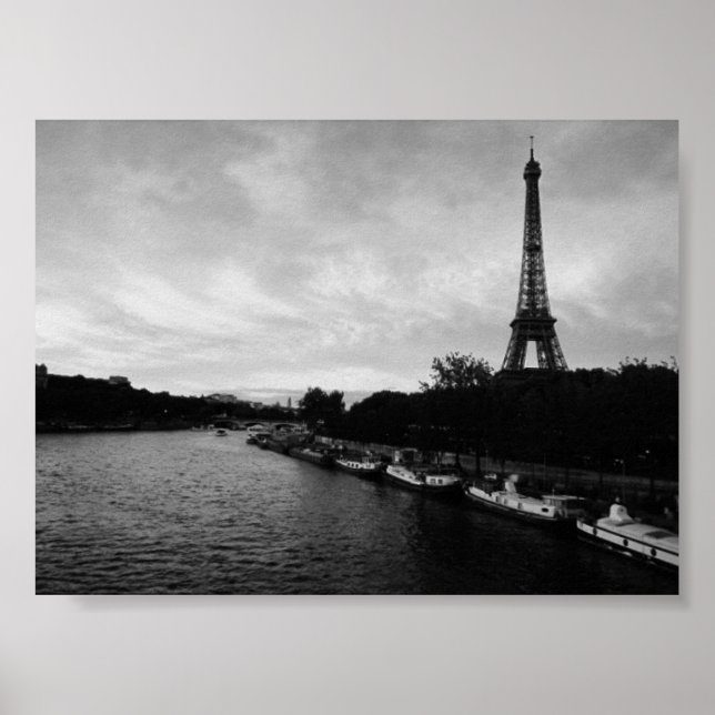 Póster Torre Eiffel Blanco y negro (Frente)