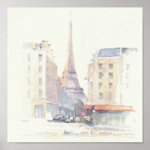 Póster Torre Eiffel   Colores de agua de París