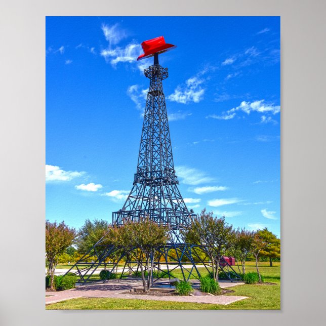 Póster Torre Eiffel con sombrero rojo de vaquero, París,  (Frente)