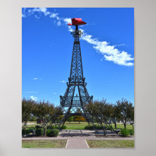 Póster Torre Eiffel con sombrero rojo de vaquero, París,