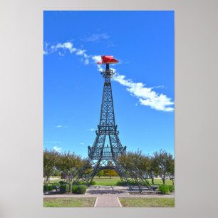 Póster Torre Eiffel con sombrero rojo de vaquero, París,