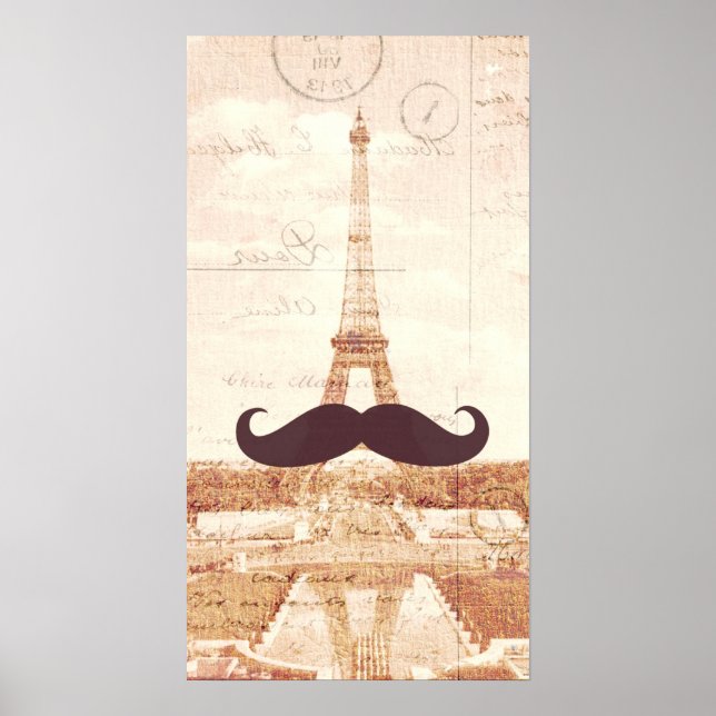 Póster Torre Eiffel de Mustache (Frente)