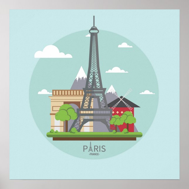 Póster Torre Eiffel de París (Frente)