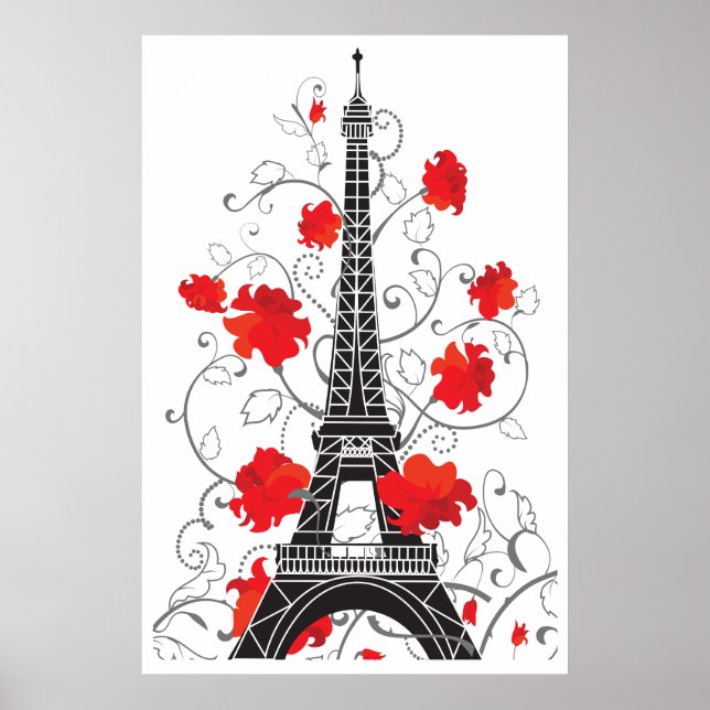 Póster Torre Eiffel de París elegante y elegante (Frente)