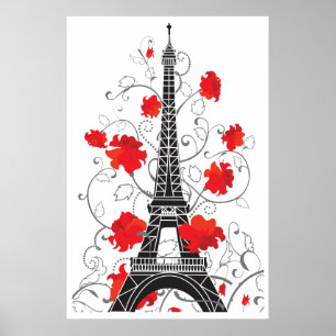 Póster Torre Eiffel de París elegante y elegante silueta