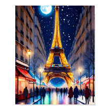 Torre Eiffel de París en Poster nocturno