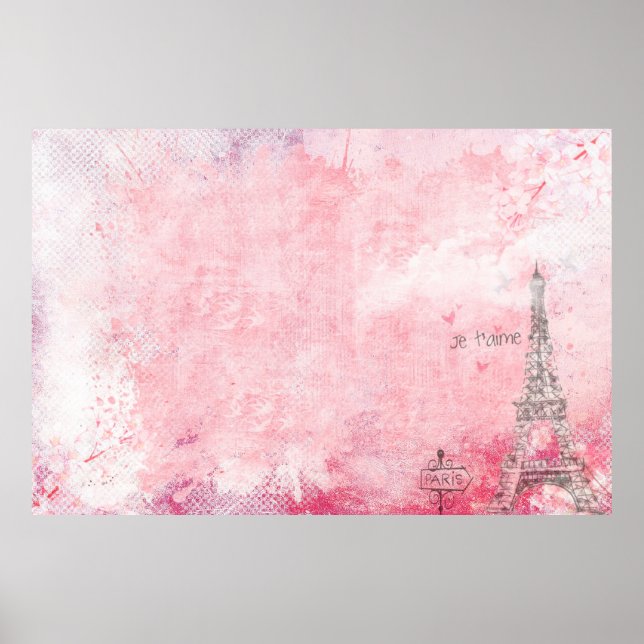 Póster Torre Eiffel de París palomas vintage (Frente)