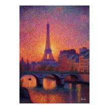 Torre Eiffel de París Pointillismo Atardecer Paisa