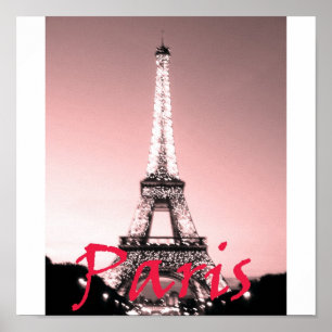 Póster Torre Eiffel de París Rosa