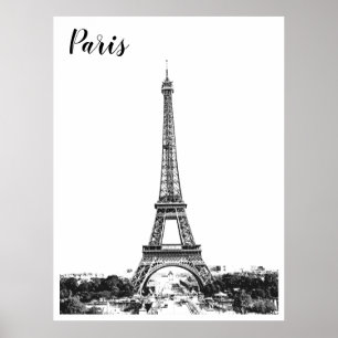 Póster Torre Eiffel en blanco y negro
