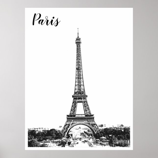 Póster Torre Eiffel en blanco y negro (Frente)
