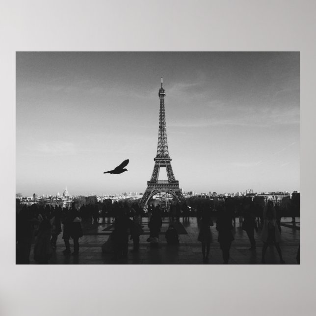 Póster Torre Eiffel en blanco y negro (Frente)