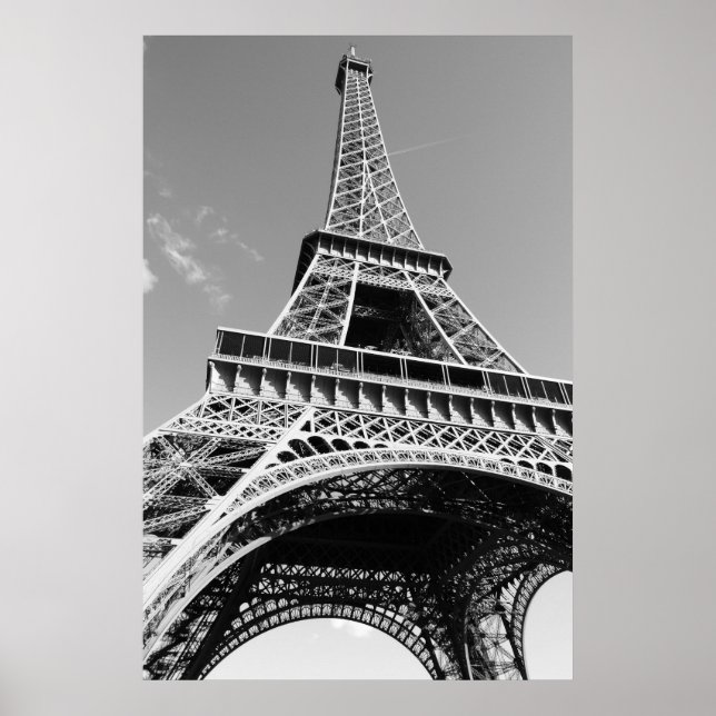 Póster Torre Eiffel en blanco y negro París Romance Ciuda (Frente)