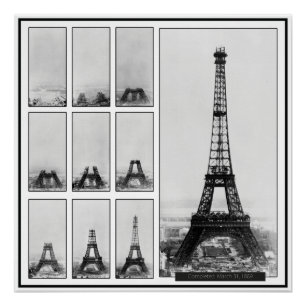 Póster Torre Eiffel en construcción en París