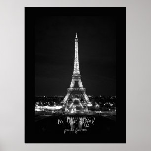 Póster Torre Eiffel en el Poster nocturno de B&W