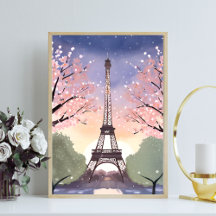 Torre Eiffel en Flor | París Francia Acuarela