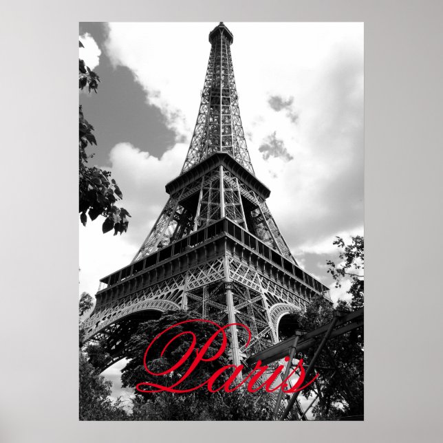 Póster Torre Eiffel en la Ciudad del Amor París Rojo negr (Frente)