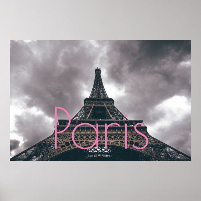 Póster Torre Eiffel en París Ciudad Romántica de Amor (Frente)