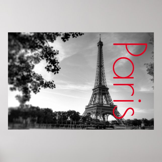 Póster Torre Eiffel en París Ciudad Romántica de Amor (Frente)