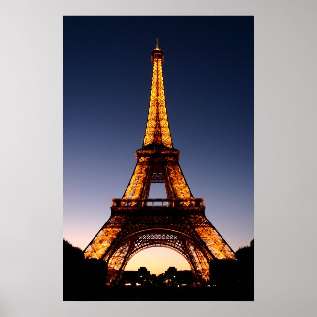 Póster Torre Eiffel en Poster nocturno (Frente)