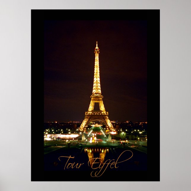 Póster Torre Eiffel en Poster nocturno (Frente)